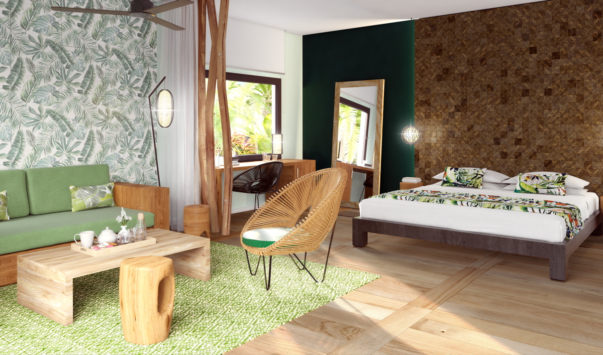 COMING SOON. A rendering of the Emerald Jungle Bedroom at Club Med Michès Playa Esmeralda, opening this December in Dominican Republic. Photo: Club Med