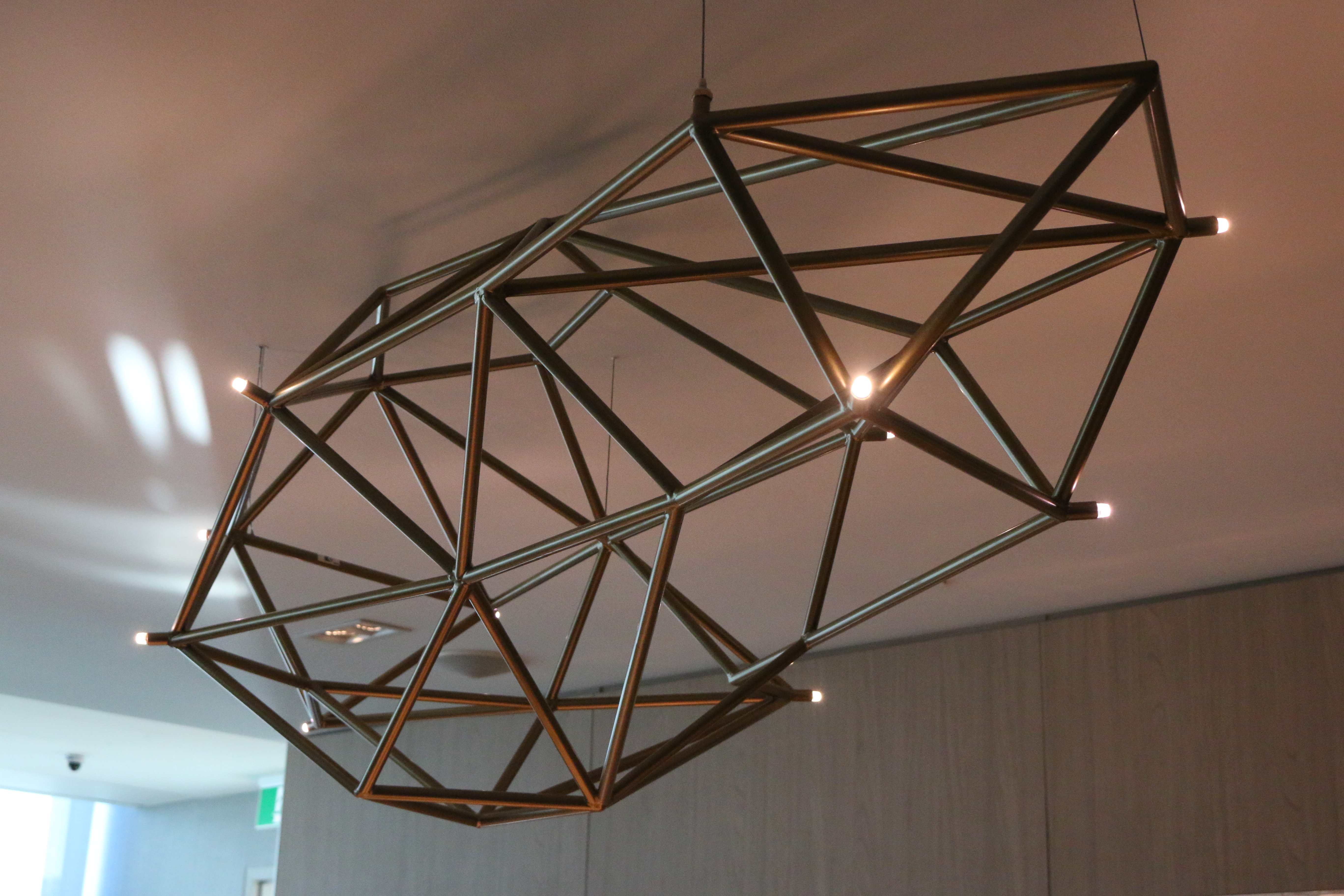 The chandelier, inspired by the icebergs that pass through Newfoundland and Labrador in the spring.