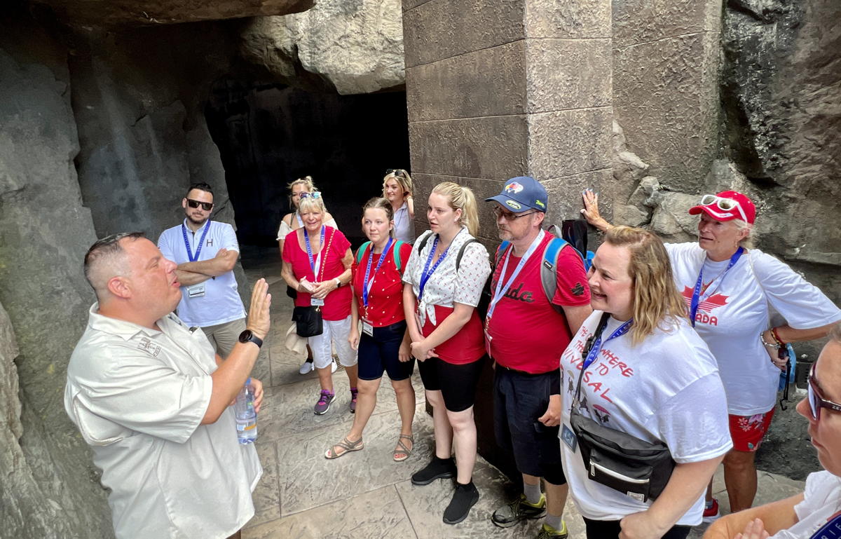 Knowledgeable guides escort Canadian advisors around the park as part of Universal's VIP experience. (Pax Global Media)