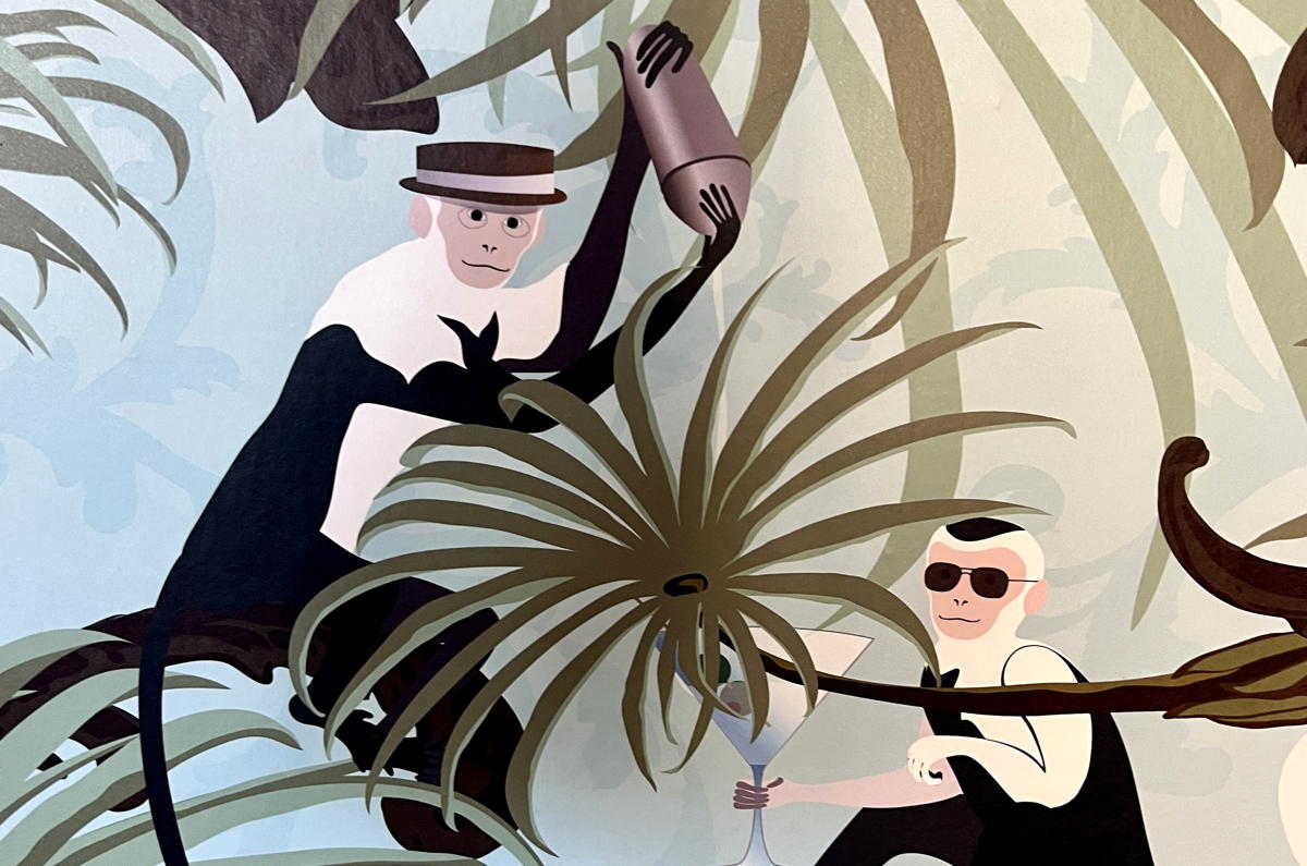 The wallpaper pays tribute to the late Addison Mizner's late pet monkey, Johnnie Brown. (Pax Global Media)