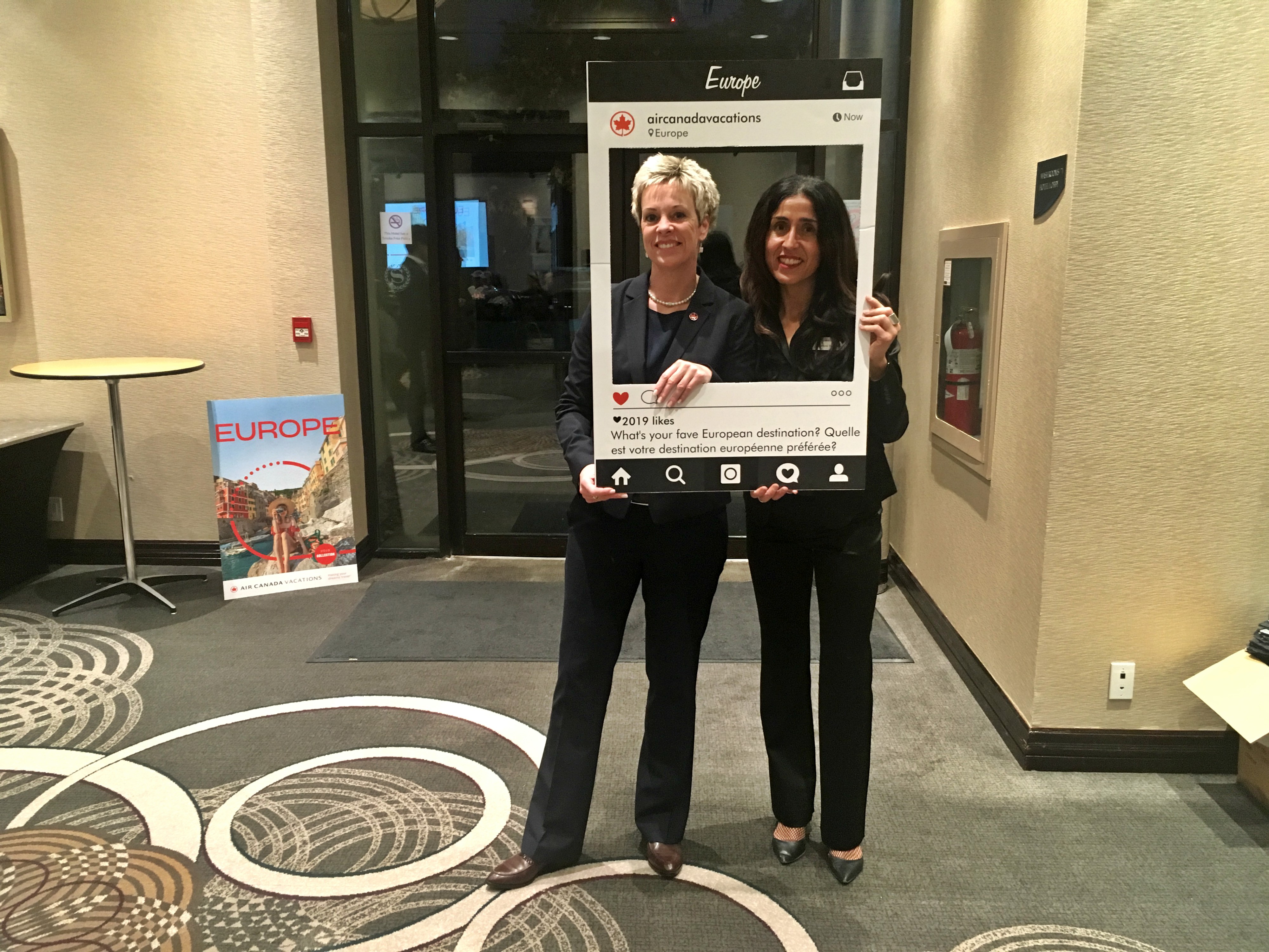 Dana Gain and Dianne Pedroso, having some fun at ACV's first 2019 Europe Collection training for agents.