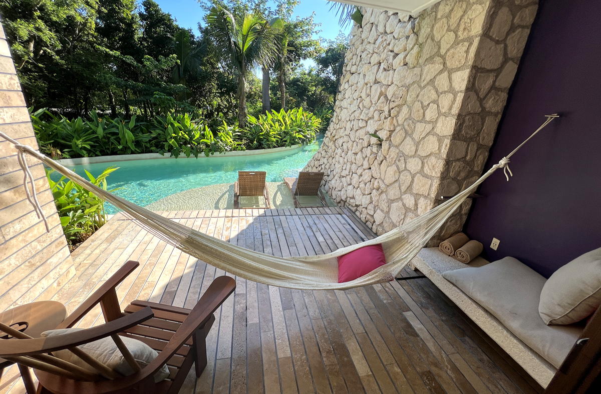 Looking out on the terrace of Hotel Xcaret Arte's swim-up suites. (Pax Global Media) 