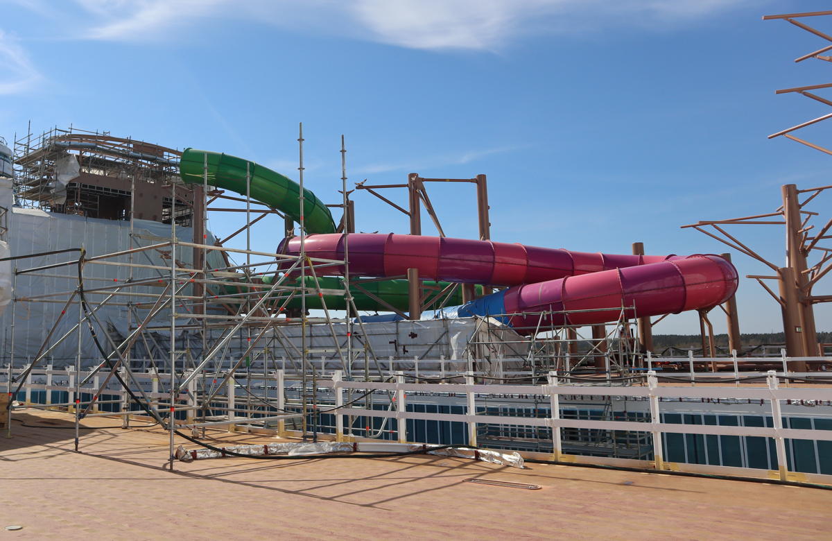 Slides under construction at the future Thrill Island neighbourhood. (Pax Global Media/Jessica Huras)