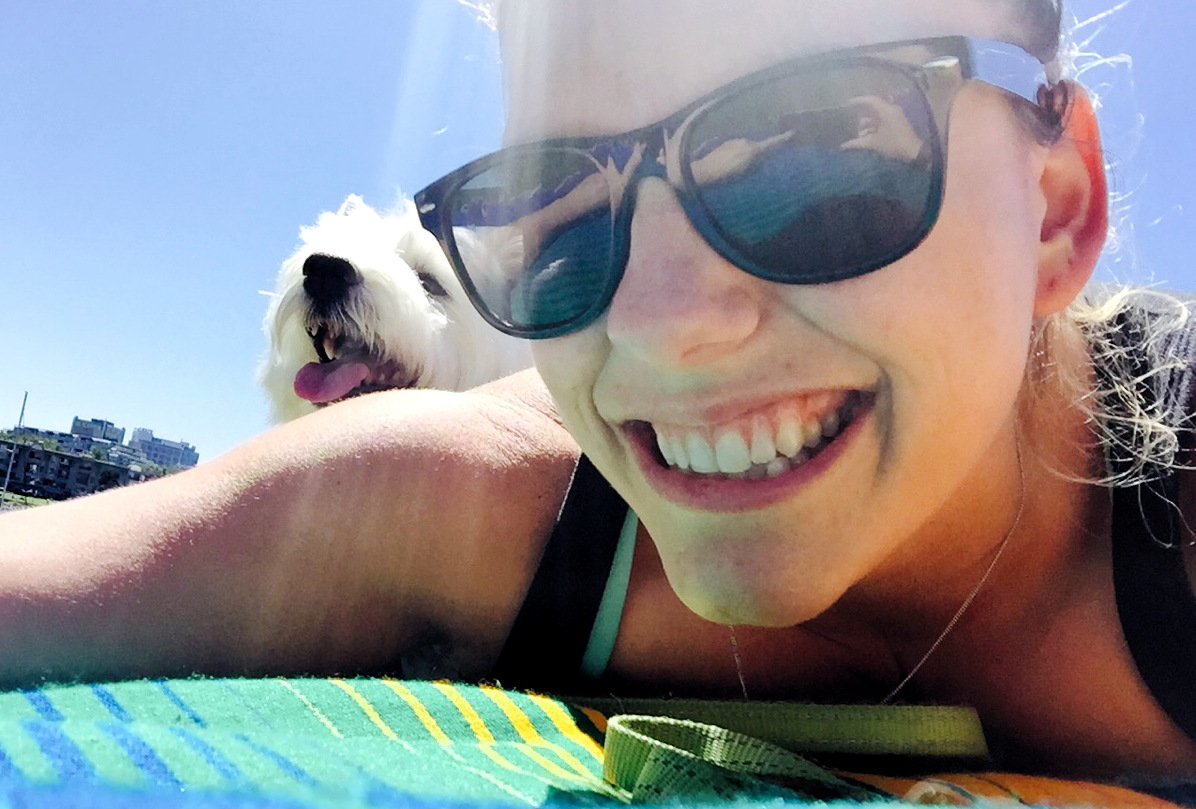 SELFIE FOR TWO. Karly catches some rays with her dog Stella. Photo courtesy of Karly Cook. 