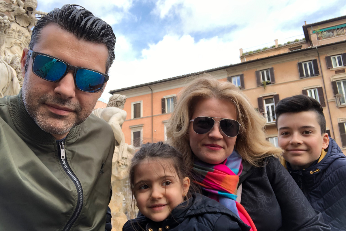 Rares and his family on vacation in Italy.