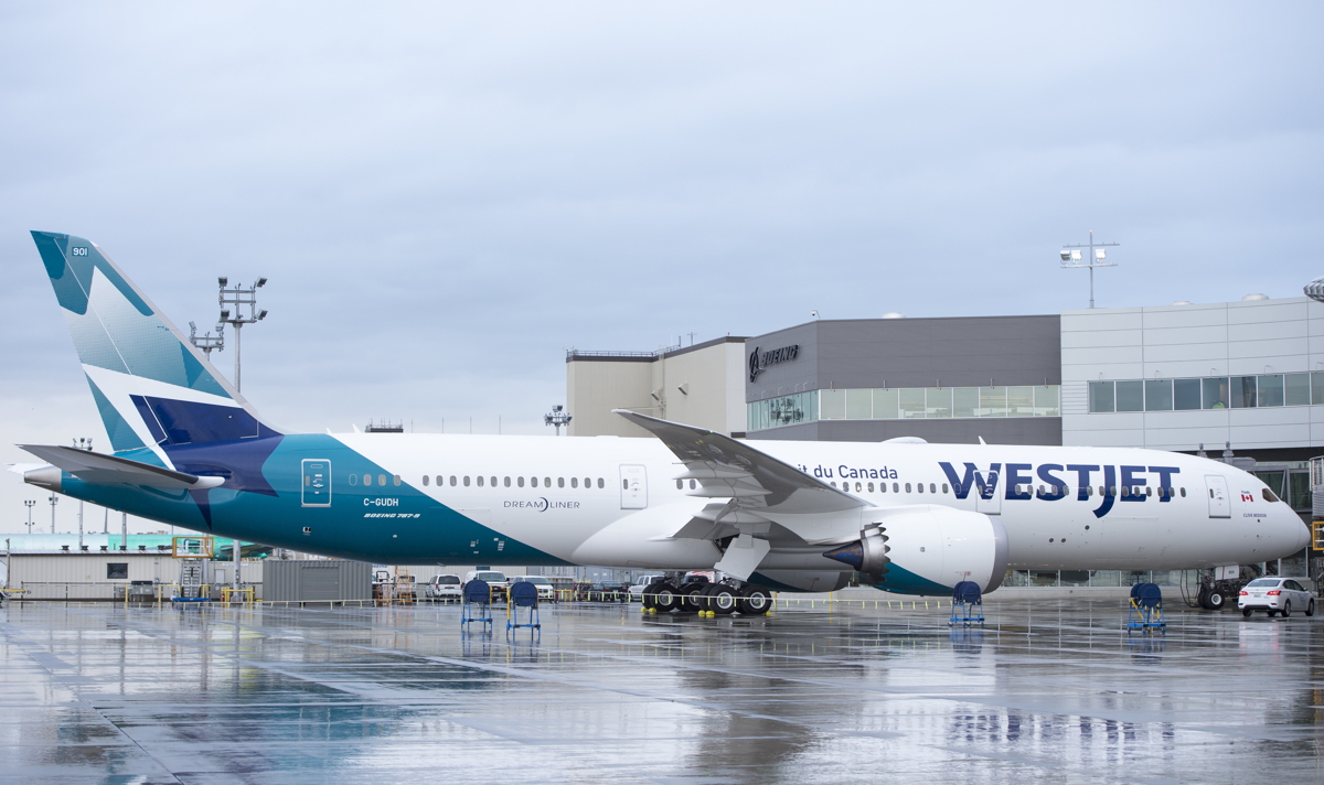 Meet WestJet's first Boeing 787-9 Dreamliner, which will start domestic flights from YYC to YYZ on Feb. 20th. Photo courtesy of Boeing. 