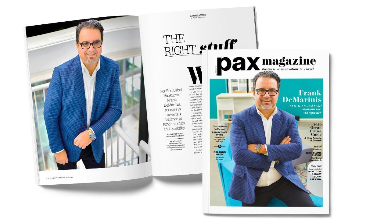 Frank DeMarinis appeared on the April 2020 cover of Pax Magazine. (Pax Global Media)