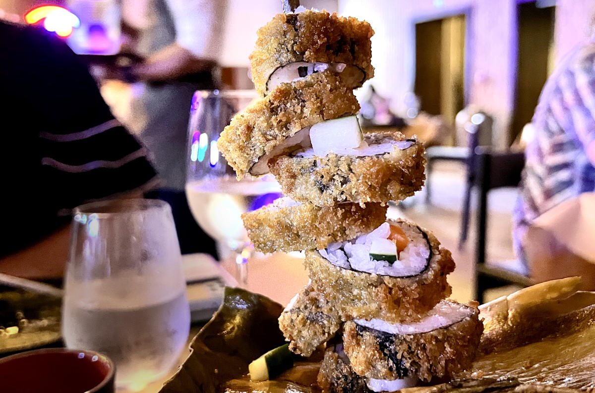 A stack of crispy sushi at Mon So Wi. (Pax Global Media)
