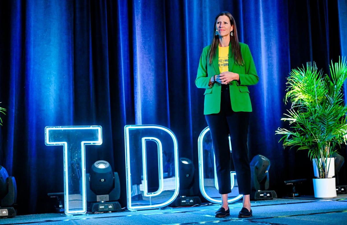 Karine Gagnon, GM of TDC, addresses conference attendees in Toronto. (Supplied)