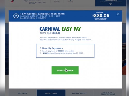 Carnival Cruise Line launches EasyPay program