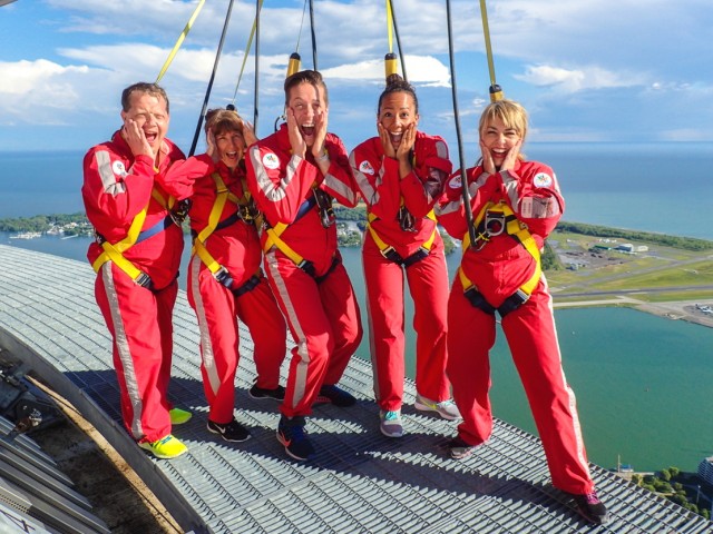 Don't look down! Celebrity honours Celebrity Edge from CN Tower EdgeWalk