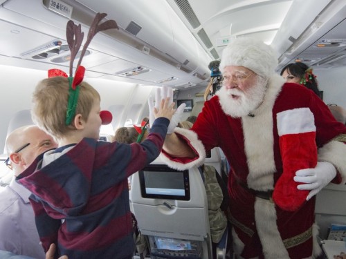 Santa Claus found during Air Transat's annual Children's Wish Foundation's flight