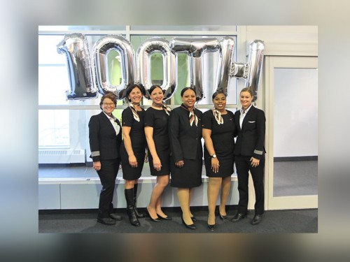 Sunwing's 100th all-female flight celebrates International Women's Day