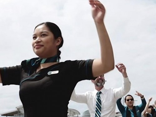 VIDEO: WestJetters stage high-energy flash mob at YVR