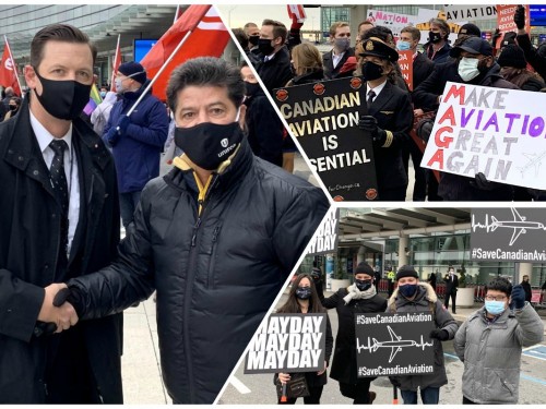 “We’ve had enough”: aviation workers rally at YYZ, aim anger at Ottawa for stalling on recovery plan