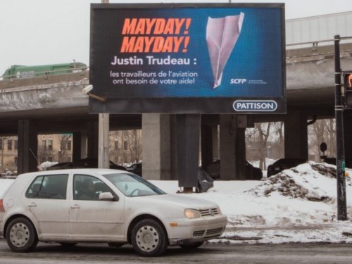 "Mayday! Mayday!": Pilots release video to #SaveCanadianAviation; flight crew use billboards