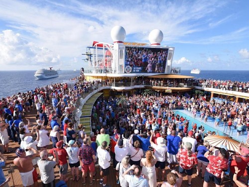 7 Carnival ships meet up for one of the "biggest birthday parties at sea"