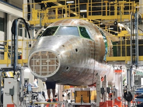 First look: See pics of Porter’s new Embraer jet on the production line