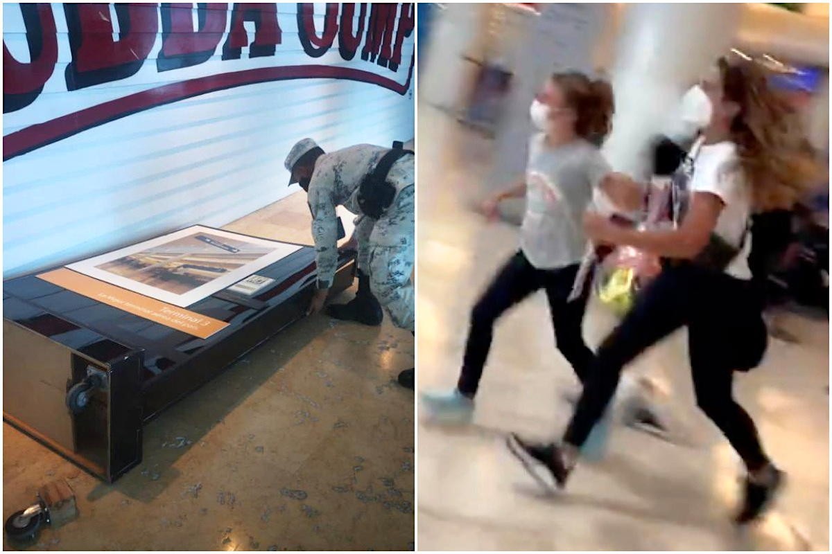 Falling signs mistaken for gunfire cause panic at Cancun airport