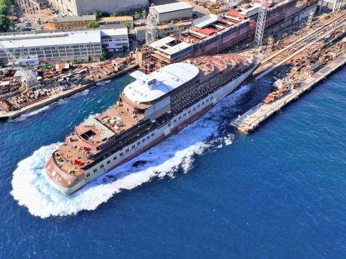"Discovery Yacht" Scenic Eclipse II enters water for first time in Croatia