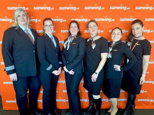3 Sunwing flights with all-female crews take to the sky in honour of IWD